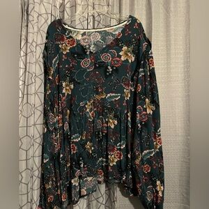 Short Green Floral Top